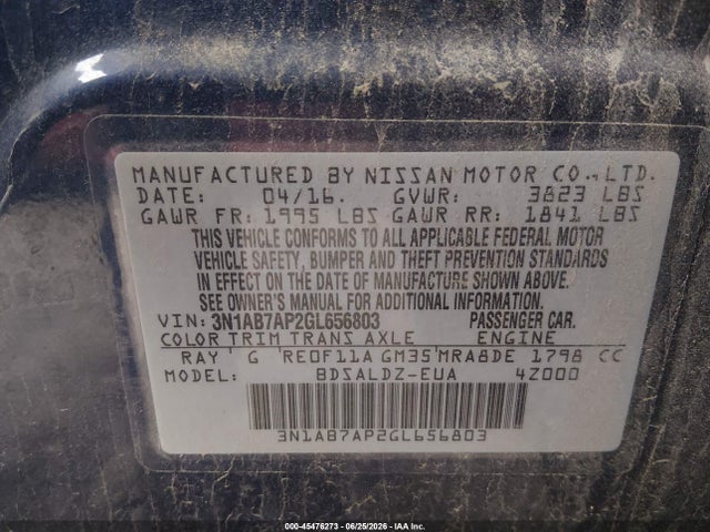 2016 Nissan SENTRA FE+ S/S/SL/SR/SV — фото 9