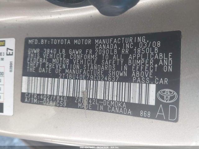 2009 Toyota COROLLA 照片 9