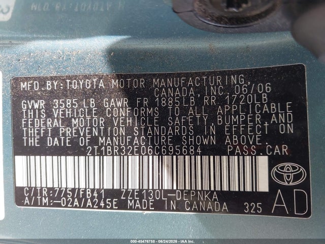 2006 Toyota COROLLA LE photo 9