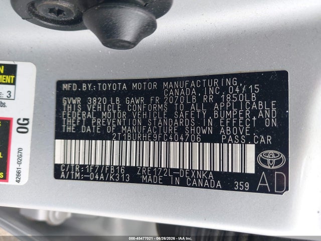 صورة 9 لـ 2015 Toyota COROLLA LE