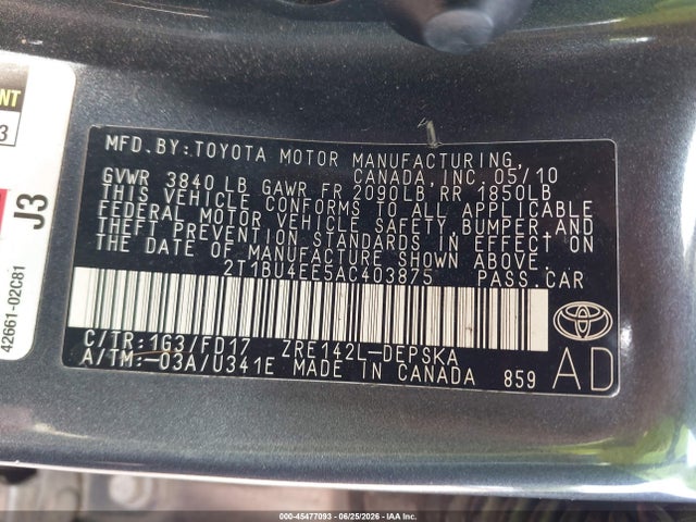 2010 Toyota COROLLA S photo 9