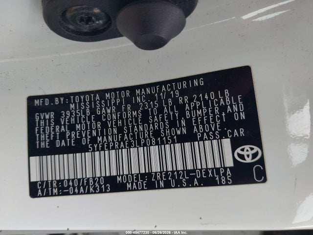 2020 Toyota COROLLA LE photo 9