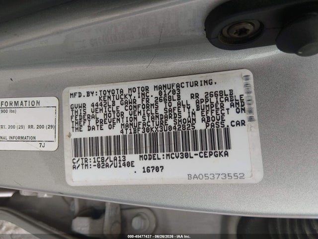 2003 Toyota CAMRY XLE V6 照片 9