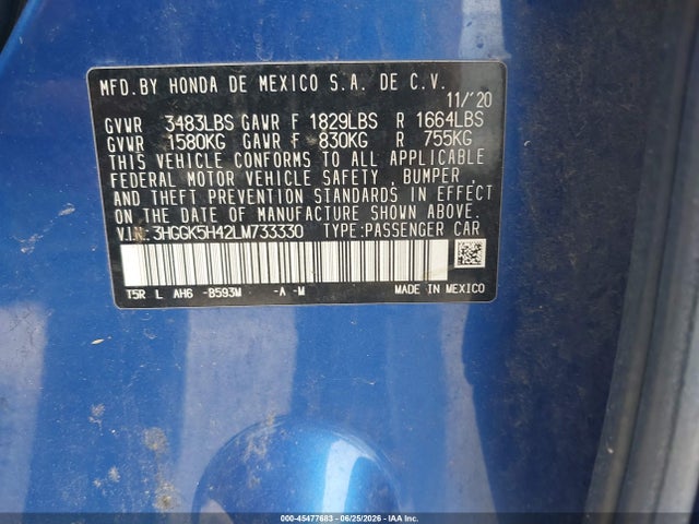 2020 HONDA FIT LX 9