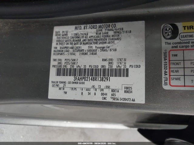 2008 FORD FUSION SEL 照片 9