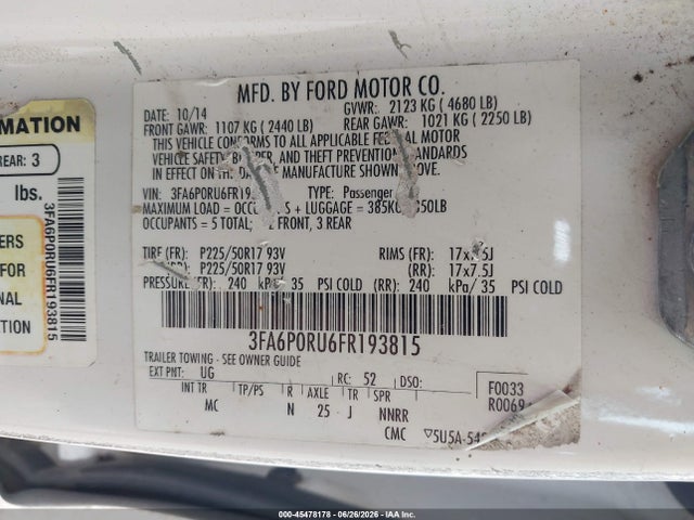 2015 FORD FUSION HYBRID TITANIUM — фото 9