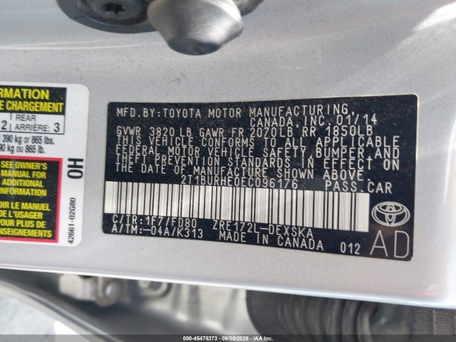 2014 Toyota COROLLA S PLUS 照片 9