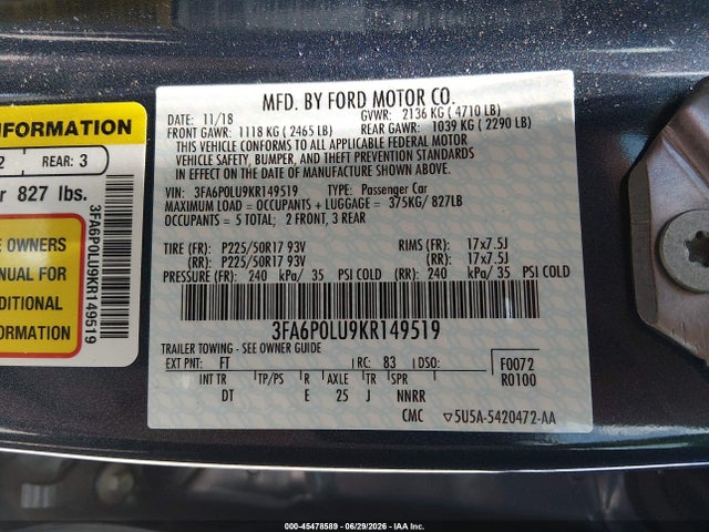 2019 FORD FUSION HYBRID SE — фото 9