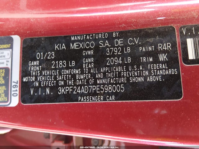 2023 KIA FORTE LXS photo 9