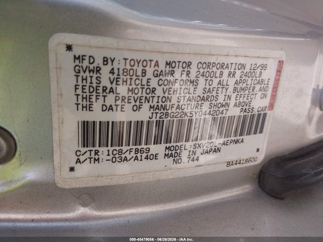 2000 Toyota CAMRY LE 照片 9