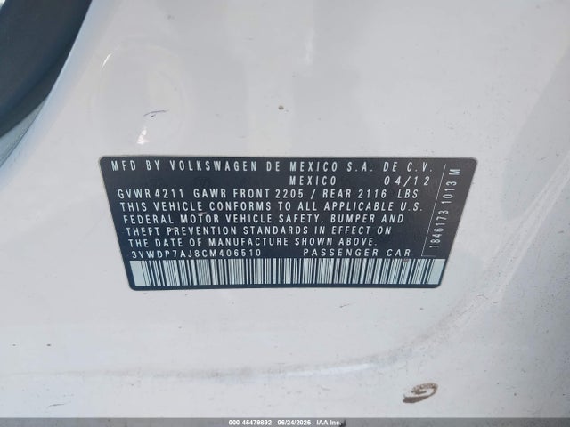 2012 Volkswagen JETTA 2.5L SE — миниатюра 9