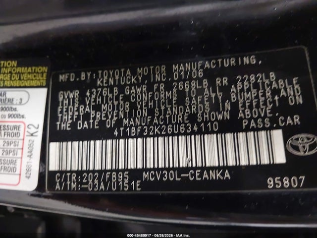 2006 Toyota CAMRY LE V6 photo 10