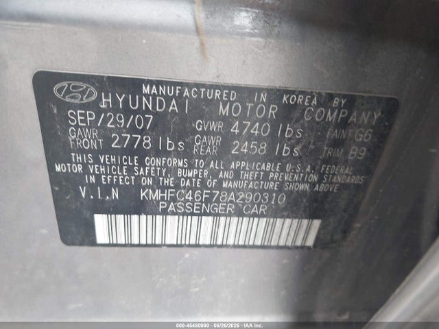 2008 Hyundai AZERA LIMITED 照片 9