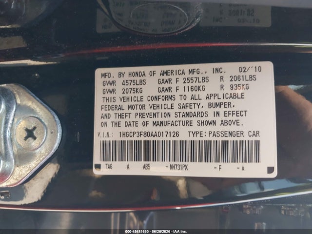 2010 Honda ACCORD 3.5 EX-L 照片 9