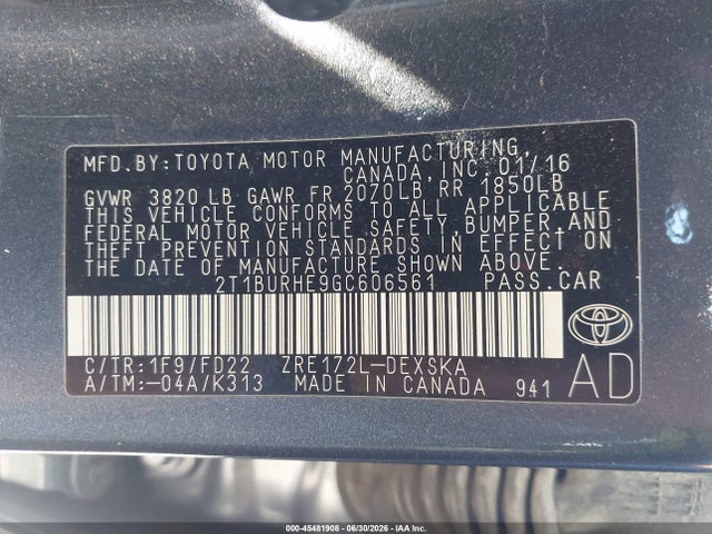 2016 Toyota COROLLA S PLUS 照片 9