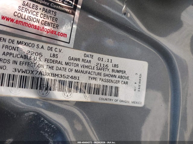 صورة 9 لـ 2011 Volkswagen JETTA 2.5L SE