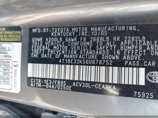 2006 Toyota CAMRY STD — фото 9