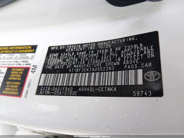 2010 Toyota CAMRY photo 9
