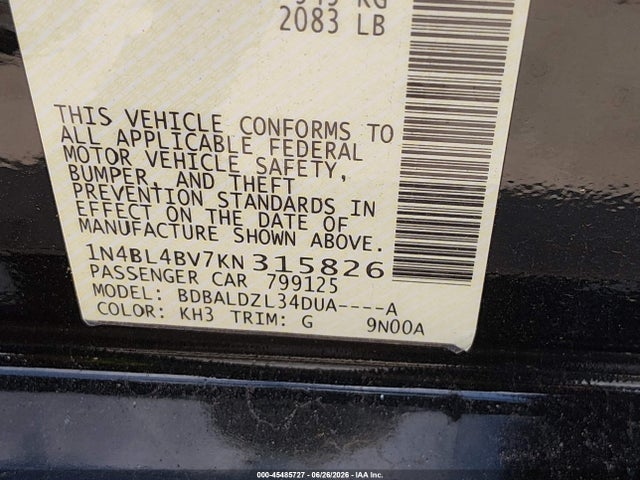2019 NISSAN ALTIMA 2.5 S 9