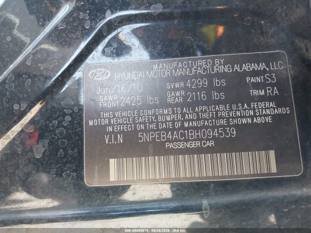 2011 Hyundai SONATA GLS 照片 9