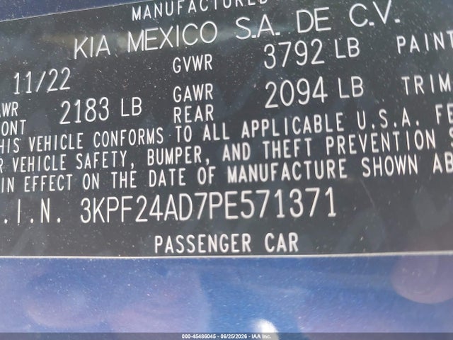2023 KIA FORTE LXS photo 9