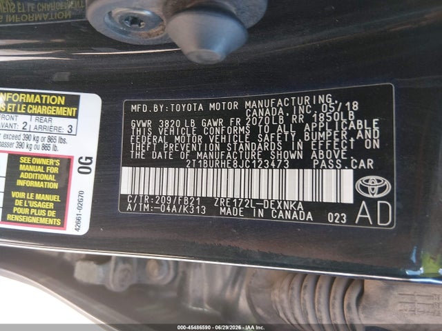 2018 Toyota COROLLA LE photo 9