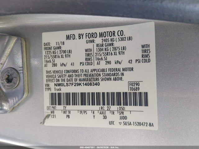 2019 FORD TRANSIT CONNECT XLT 9