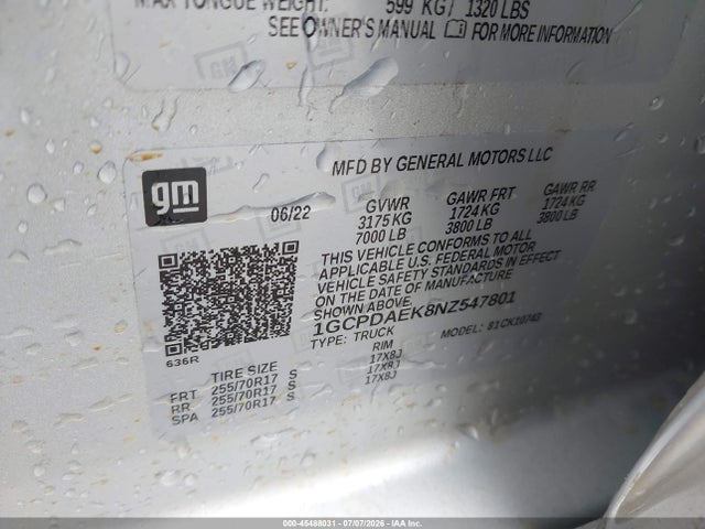 2022 Chevrolet SILVERADO 1500 4WD STANDARD BED WT — миниатюра 9