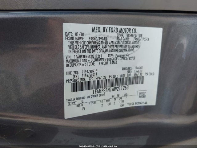2010 FORD FOCUS SE 照片 9