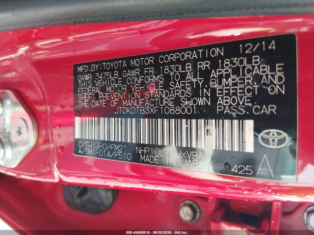 2015 Toyota PRIUS C TWO — фото 9