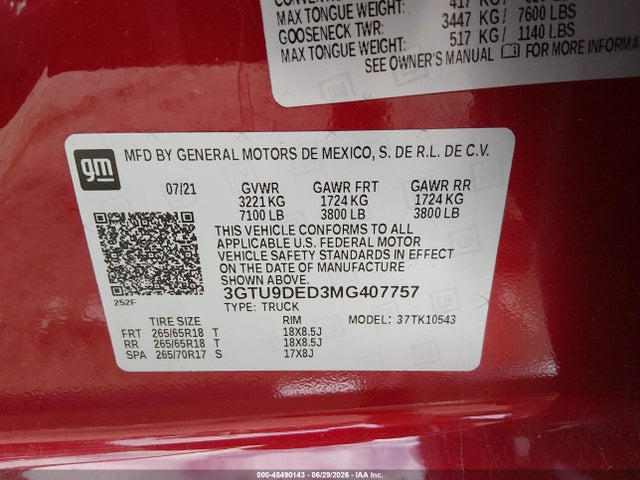 2021 GMC SIERRA 1500 4WD SHORT BOX SLT — фото 9