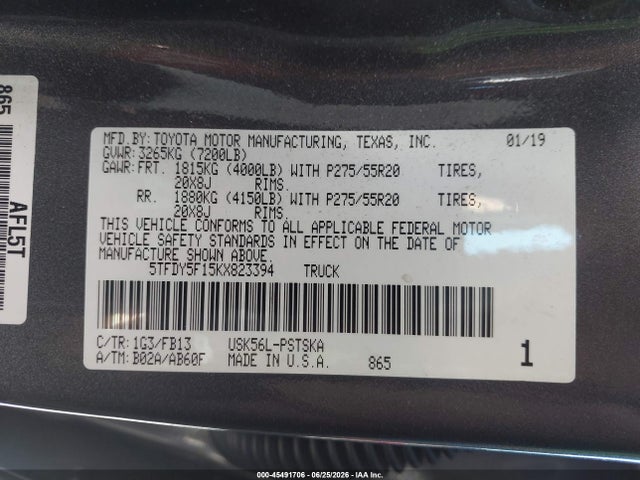 2019 TOYOTA TUNDRA SR5 5.7L V8 9