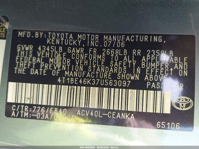 2007 Toyota CAMRY LE 照片 9