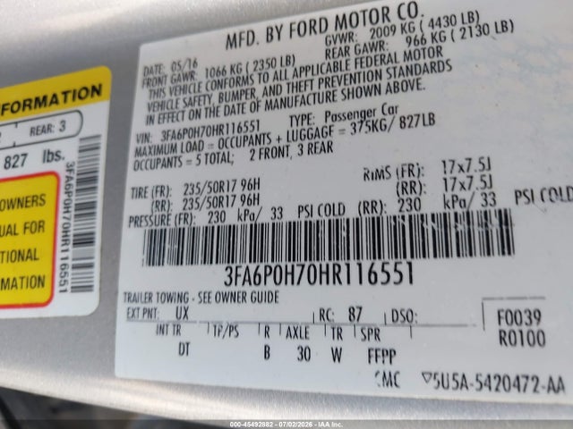 صورة 9 لـ 2017 FORD FUSION SE