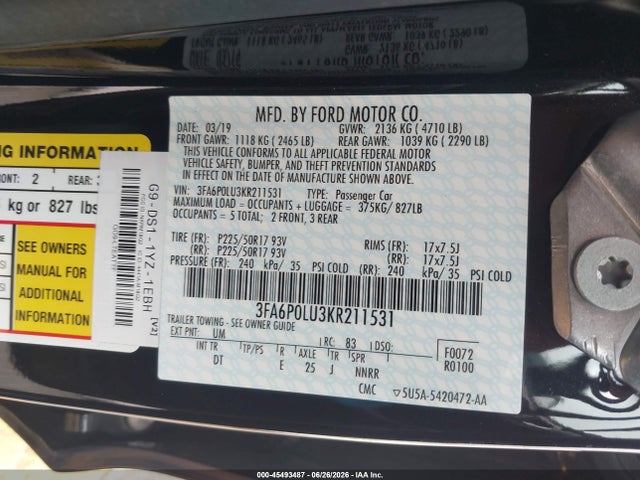 2019 FORD FUSION HYBRID SE 缩略图 9