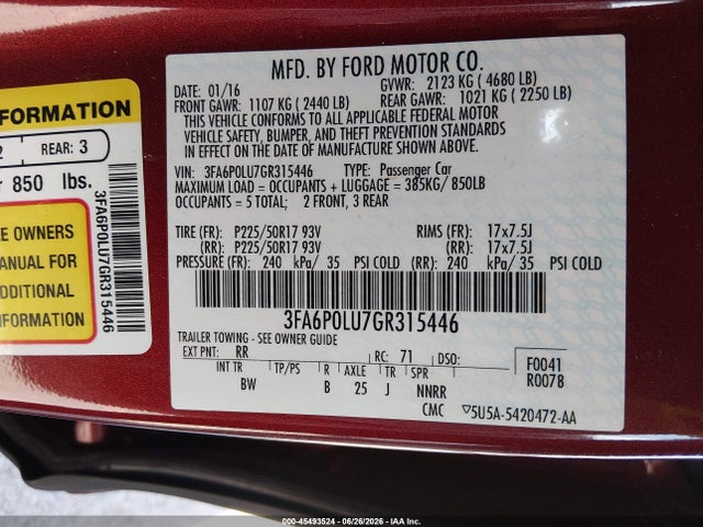 2016 FORD FUSION HYBRID SE — фото 9