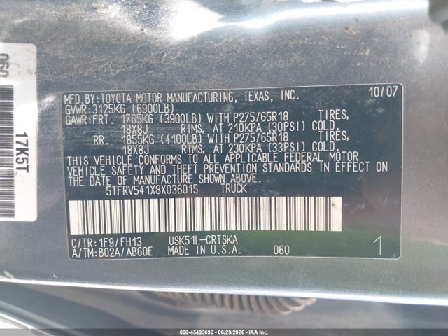 2008 Toyota TUNDRA SR5 5.7L V8 photo 9