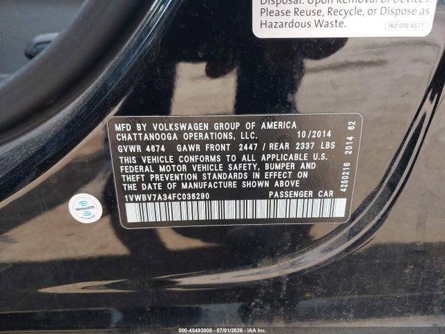 صورة 9 لـ 2015 Volkswagen PASSAT 2.0L TDI SE