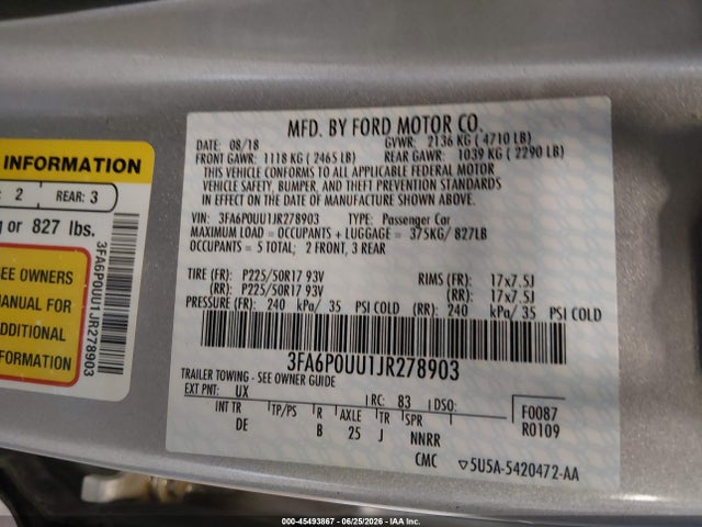 2018 FORD FUSION HYBRID S — фото 9