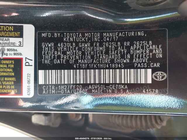 2017 Toyota CAMRY SE photo 9