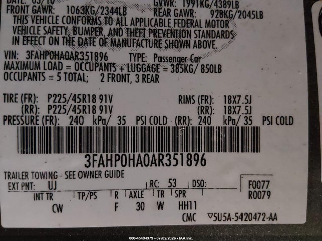صورة 9 لـ 2010 FORD FUSION SE