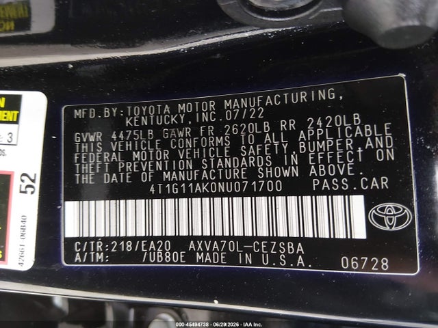 2022 Toyota CAMRY SE 照片 9