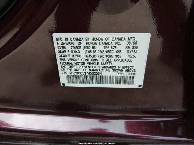 2007 Honda RIDGELINE RTL 照片 9