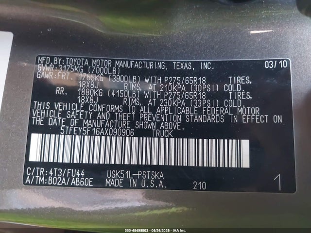 2010 Toyota TUNDRA GRADE 5.7L V8 照片 9