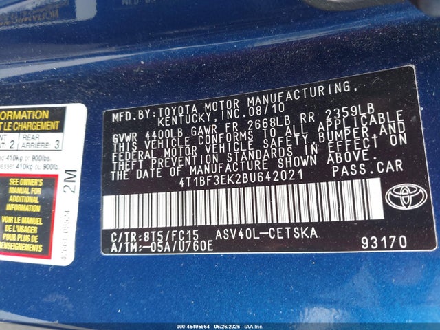 2011 Toyota CAMRY SE photo 9