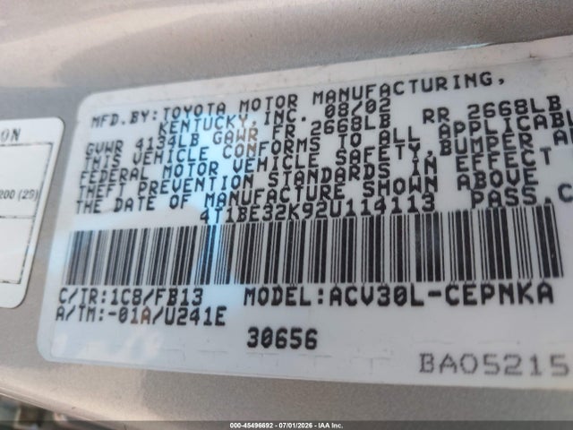 2002 Toyota CAMRY LE 照片 9