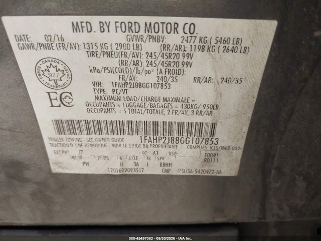 2016 FORD TAURUS LIMITED 照片 9