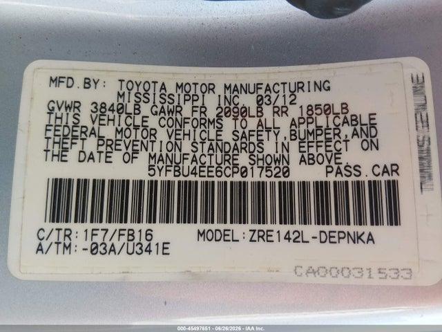 2012 Toyota COROLLA LE 照片 9