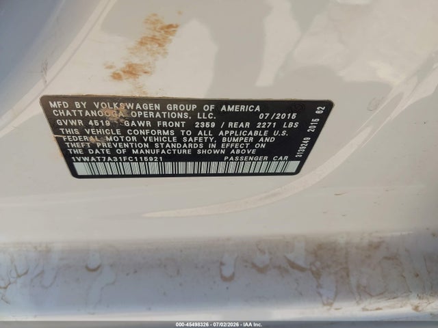 2015 Volkswagen PASSAT 1.8T LIMITED EDITION — фото 9