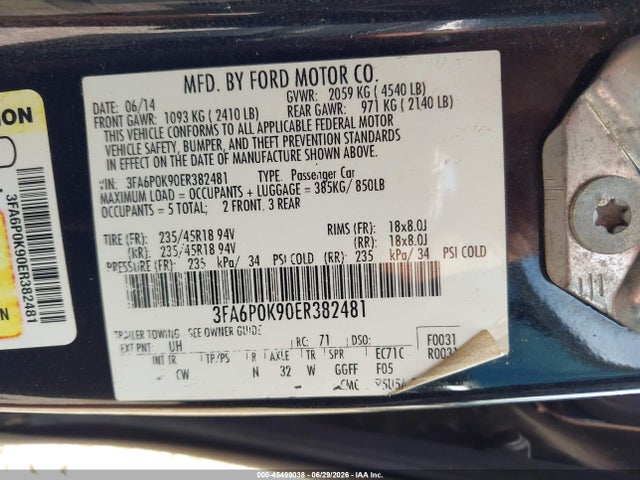2014 FORD FUSION TITANIUM — фото 9